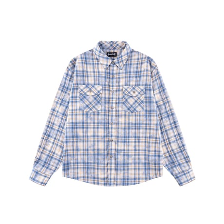 SUPPLIER Rhinestone Cross Check Shirt (BLUE)｜サプライヤー ラインストーン クロス チェックシャツ（ブルー）