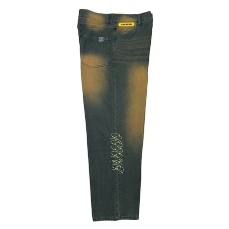 ADG SCRIPT OVER DYE JEANS (INDIGO/BRN)