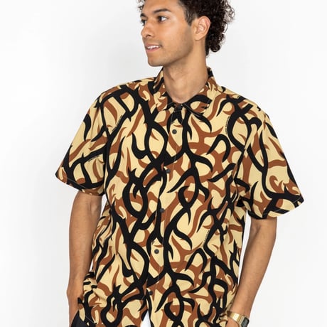Cookman Work Shirts Short Sleeve Light Tribal Camo (Beige)｜クックマン ワークシャツ ショートスリーブ ライトトライバルカモ（ベージュ）
