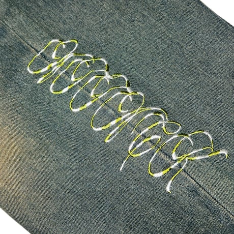 ADG SCRIPT OVER DYE JEANS (INDIGO/BRN)