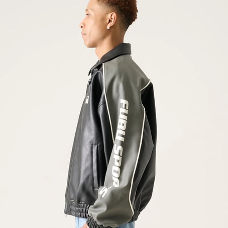 FUBU FAUX LEATHER JACKET (GRAY)｜フブ フォー ファックス レザー ジャケット（グレー）