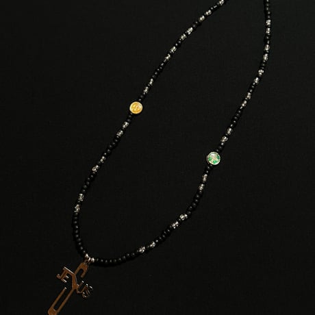 JOHN SOFIA Big S Beads Necklace (Black/Silver)｜ジョンソフィア ビッグS ビーズネックレス（ブラック/シルバー）