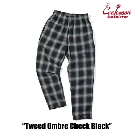 Cookman Chef Pants Tweed Ombre Check (Black)｜クックマン ツイード オンブレチェック シェフパンツ（ブラック）
