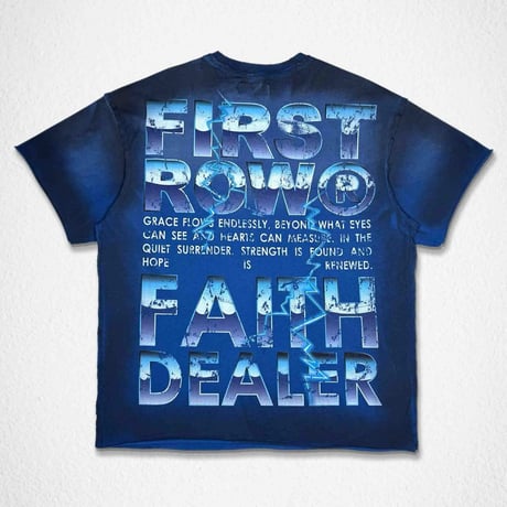 FIRST ROW FAITH DEALER GRAFFITI TEE (Blue)｜ファーストロウ フェイス ディーラー グラフィティ Tシャツ（ブルー）