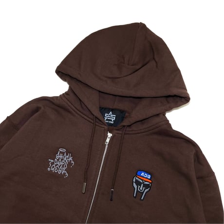 ADG Metal Face Zip Hoodie (Heather Gray, Brown)｜エーディージー メタルフェイス ジップフーディー（ヘザーグレー/ブラウン）
