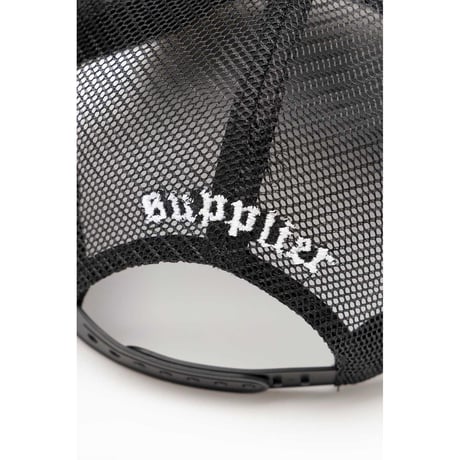 SUPPLIER Cross Leather Patch Mesh Cap (BLACK/WHITE)｜サプライヤー クロス レザー パッチ メッシュキャップ（ブラック／ホワイト）