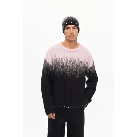 VALABASAS ARRANGED MOHAIR SWEATER (BLACK/PINK)｜ヴァラバサス アレンジド モヘア セーター（ブラック／ピンク）
