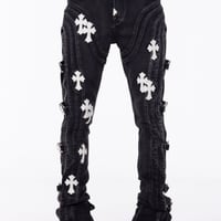 GUAPI Obsidian Black Cross Buckle Denim (Black) | グアピ オブシディアンブラック クロスバックル デニム（ブラック）