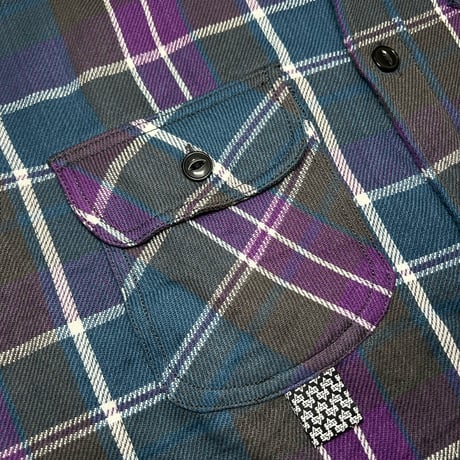 ATTACK ORIGINAL Arch Logo Heavy Flannel Shirt (Purple)｜アタックオリジナル アーチロゴ ヘビーフランネルシャツ（パープル）