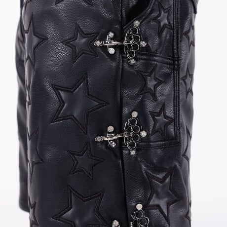 GUAPI Obsidian Black Stars Leather Shorts (Black)｜グアピ オブシディアン ブラック スターズ レザーショーツ（ブラック）