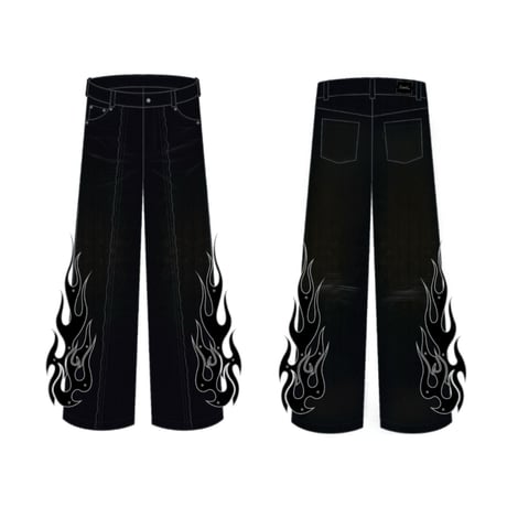 SUPPLIER Fire Tribal Leather Patch Baggy Denim (BLACK)｜サプライヤー ファイヤー トライバル レザー パッチ バギーデニム（ブラック）