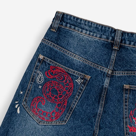 GRIMEY DROPPIN SCIENCE BAGGY DENIM SHORTS (DEEP INDIGO)｜グライミー ドロッピン サイエンス バギーデニムショーツ（インディゴ）
