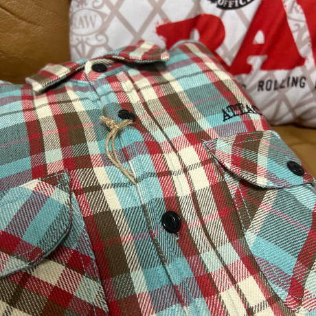 ATTACK ORIGINAL ARCH LOGO HEAVY FLANNEL SHIRTS (MINT)｜アタックオリジナル アーチロゴ ヘビーフランネルシャツ（ミント）