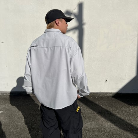 JOHN SOFIA Logo Squares LS Shirt (White)｜ジョンソフィア ロゴスクエアーズ ロングスリーブシャツ（ホワイト）