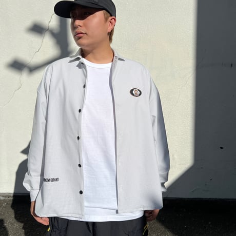 JOHN SOFIA Logo Squares LS Shirt (White)｜ジョンソフィア ロゴスクエアーズ ロングスリーブシャツ（ホワイト）