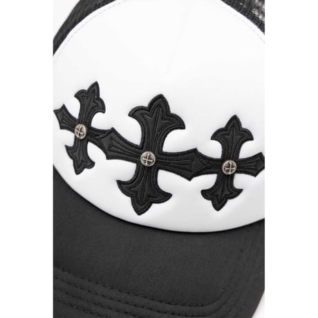 SUPPLIER Cross Leather Patch Mesh Cap (BLACK/WHITE)｜サプライヤー クロス レザー パッチ メッシュキャップ（ブラック／ホワイト）