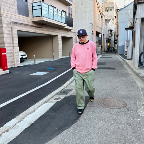 JOHN SOFIA Texture Border Linger Longsleeve Tee (Red) | ジョン ソフィア テクスチャー ボーダー リンガー ロングスリーブ ティー（レッド）