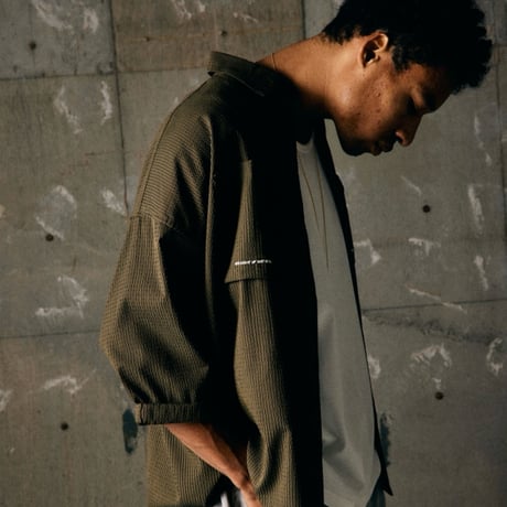 TIGHTBOOTH SEERSUCKER ROLL UP SHIRT (Olive)｜タイトブース シアサッカー ロールアップ シャツ（オリーブ）