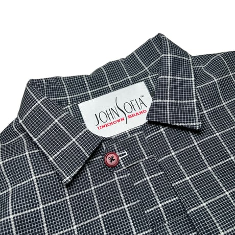 JOHN SOFIA One Button Check Shirt (Black)｜ジョンソフィア ワンボタン チェックシャツ（ブラック）