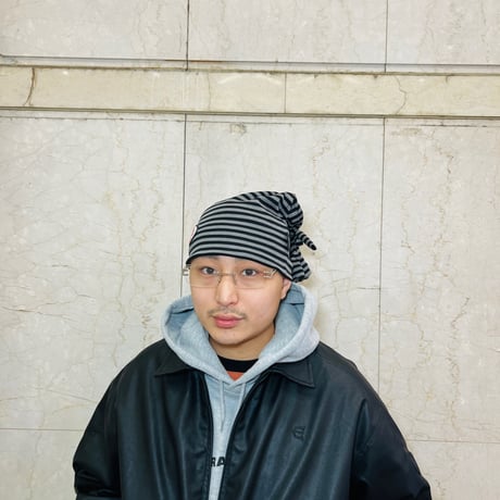 JOHN SOFIA Border Tube Beanie (Gray&Black)｜ジョンソフィア ボーダー チューブ ビーニー（グレー＆ブラック）