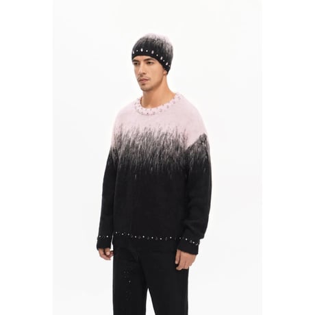 VALABASAS ARRANGED MOHAIR SWEATER (BLACK/PINK)｜ヴァラバサス アレンジド モヘア セーター（ブラック／ピンク）