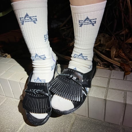 ATTACK ORIGINAL “AS Logo” Pattern Socks (White, Black)｜アタックオリジナル “ASロゴ” パターンソックス（ホワイト/ブラック）
