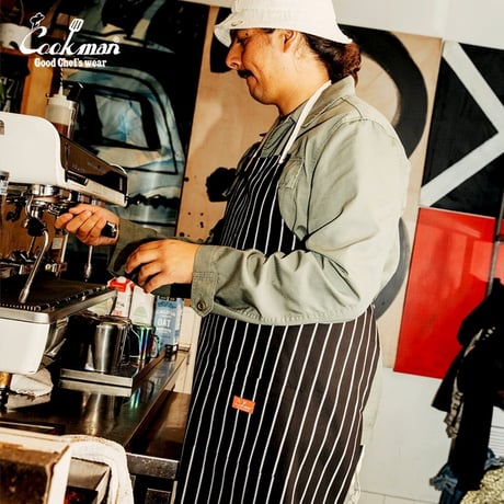 Cookman Long Apron Stripe (Black)｜クックマン ロングエプロン ストライプ（ブラック）