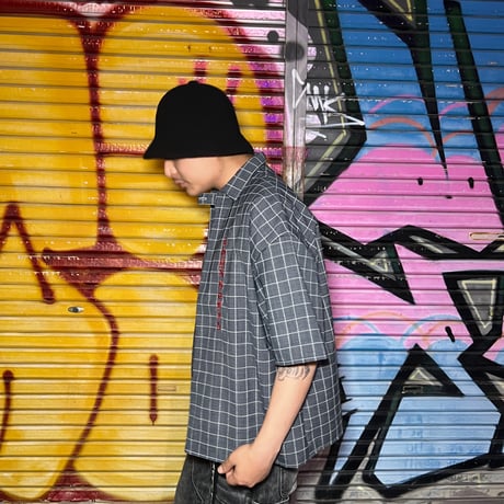JOHN SOFIA One Button Check Shirt (Black)｜ジョンソフィア ワンボタン チェックシャツ（ブラック）
