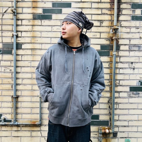 JOHN SOFIA Border Tube Beanie (Gray&BlackWhitePink)｜ジョンソフィア ボーダー チューブ ビーニー（グレー＆ブラック・ホワイト・ピンク）