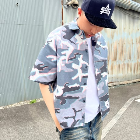 JOHN SOFIA RIPSTOP 3D CITY CAMO SHIRT (GRAY)｜ジョンソフィア リップストップ 3D シティカモ シャツ（グレー）