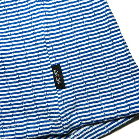 JOHN SOFIA Texture Border Linger Tee (Blue) | ジョンソフィア テクスチャー ボーダー リンガー ティー (ブルー)