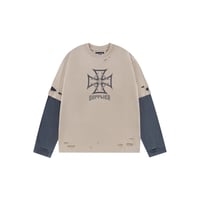 SUPPLIER Dusty Iron Cross Layered Long Sleeve Tee (BEIGE)｜サプライヤー ダスティアイアン クロス レイヤード ロングスリーブティー（ベージュ）