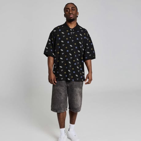 GRIMEY CHIEF WATCHER ALL OVER PRINT POLO SHIRT (BLACK)｜グライミー チーフウォッチャー オールオーバー プリント ポロシャツ（ブラック）
