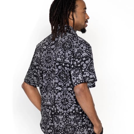Cookman Work Shirts Short Sleeve Light Paisley (Black)｜クックマン ワークシャツ ショートスリーブ ライトペイズリー（ブラック）