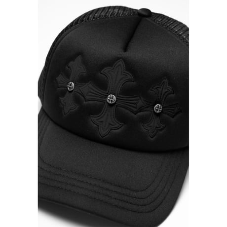 SUPPLIER Triple Black Cross Leather Patch Mesh Cap (BLACK)｜サプライヤー トリプルブラック クロス レザーパッチ メッシュキャップ（ブラック）