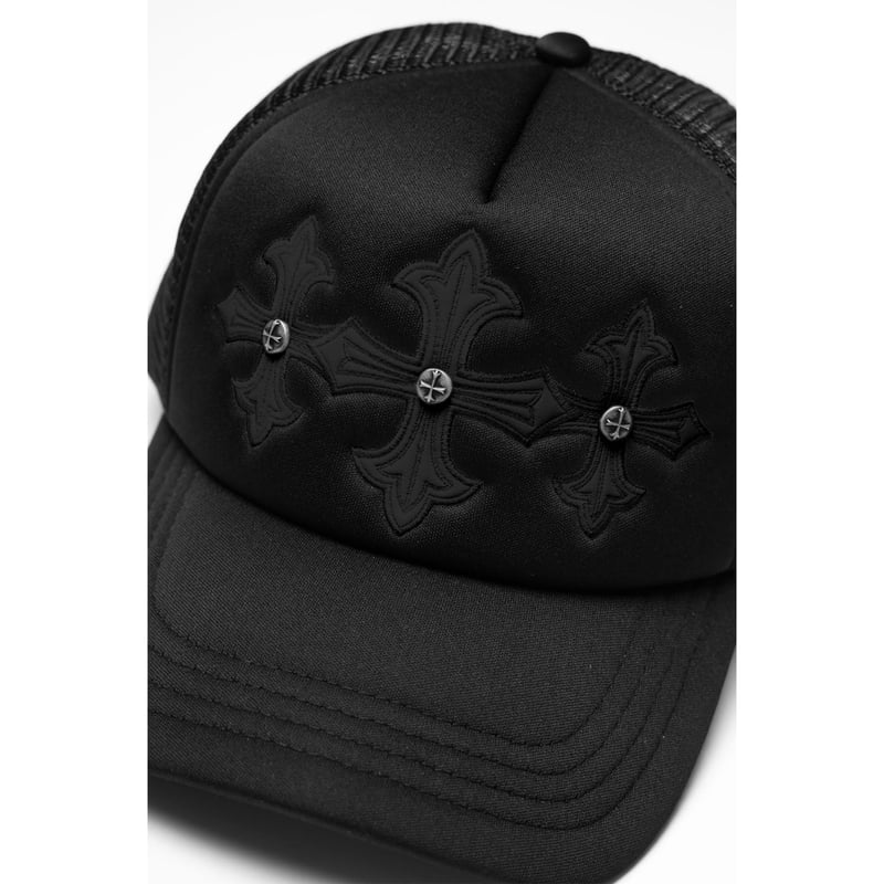 SUPPLIER Triple Black Cross Leather Patch Mesh