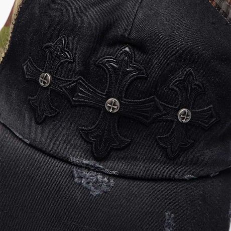 SUPPLIER Camouflage Cross Leather Patch Mesh Cap (BLACK)｜サプライヤー カモフラージュ クロス レザー パッチ メッシュキャップ（ブラック）