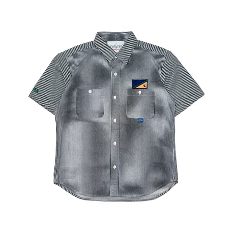 JOHN SOFIA STAFF UNIFORM HICKORY SHIRT (INDIGO/WHITE)｜ジョンソフィア スタッフユニフォーム ヒッコリー シャツ（インディゴ／ホワイト）