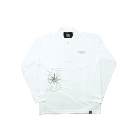 ATTACK ORIGINAL Compass L/S Polo (WHITE)｜アタックオリジナル コンパス ロングスリーブ ポロ（ホワイト）
