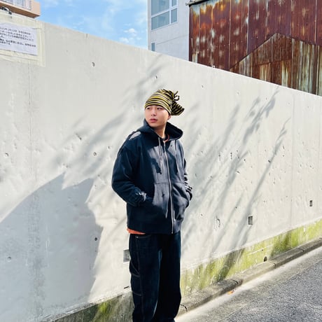 JOHN SOFIA Border Tube Beanie (Black & Yellow)｜ジョンソフィア ボーダー チューブビーニー（ブラック/イエロー）