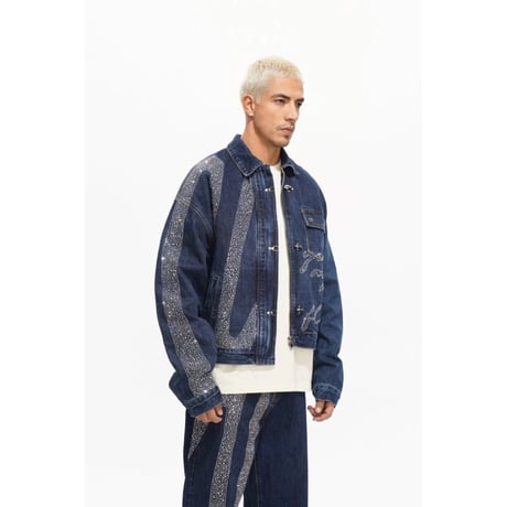 VALABASAS ENCRYPTED & SCRIPTED DENIM SET-UP (BLUE)｜ヴァラバサス エンクリプティッド＆スクリプト デニムセットアップ（ブルー）