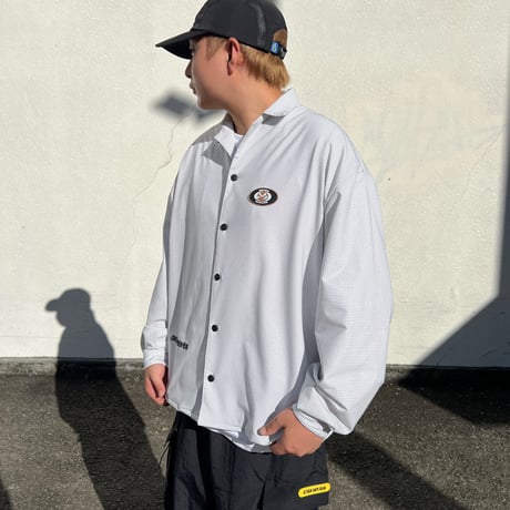 JOHN SOFIA Logo Squares LS Shirt (White)｜ジョンソフィア ロゴスクエアーズ ロングスリーブシャツ（ホワイト）