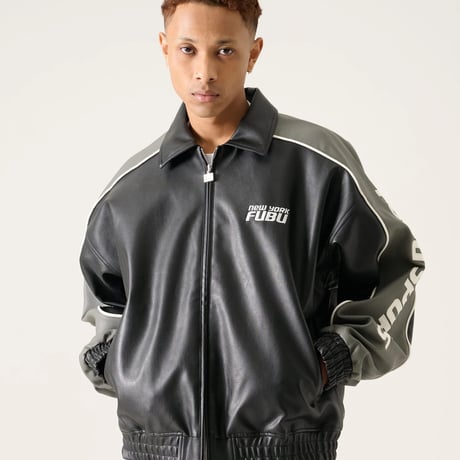 FUBU FAUX LEATHER JACKET (GRAY)｜フブ フォー ファックス レザー ジャケット（グレー）