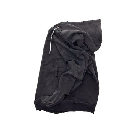 JOHN SOFIA DAMAGEREPAIR FULL-ZIP HOODIE (BLACK)｜ジョンソフィア ダメージリペア フルジップ フーディー（ブラック）