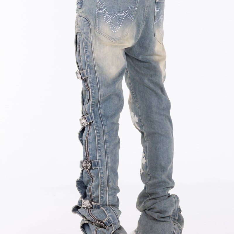GUAPI Vintage Blue Cross Buckle Denim (Vintage