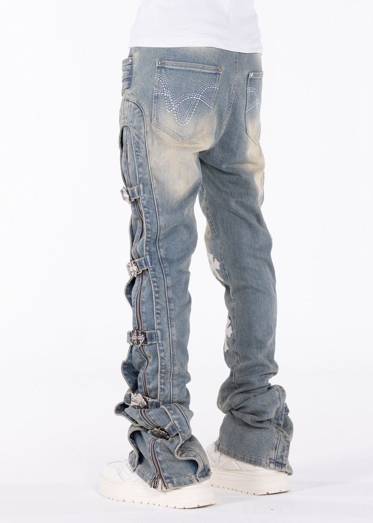 GUAPI Vintage Blue Cross Buckle Denim (Vintage