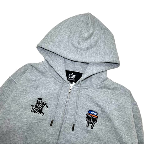 ADG Metal Face Zip Hoodie (Heather Gray, Brown)｜エーディージー メタルフェイス ジップフーディー（ヘザーグレー/ブラウン）