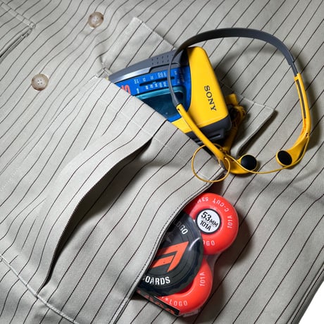 JOHN SOFIA Pinstripe Worker Shirtjacket & Pants Setup (Beige)｜ジョンソフィア ピンストライプ ワーカーセットアップ