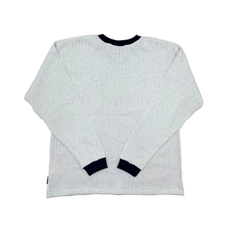 JOHN SOFIA Texture Border Linger Longsleeve Tee (Grey) | ジョン ソフィア テクスチャー ボーダー リンガー ロングスリーブ ティー (グレー)