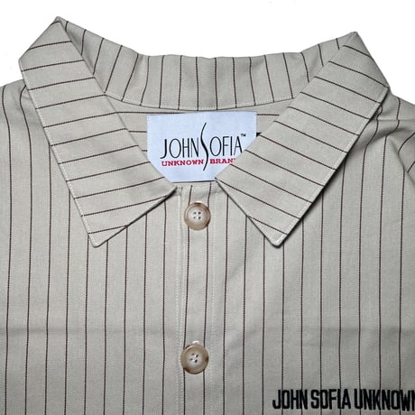 JOHN SOFIA Pinstripe Worker Shirtjacket & Pants Setup (Beige)｜ジョンソフィア ピンストライプ ワーカーセットアップ